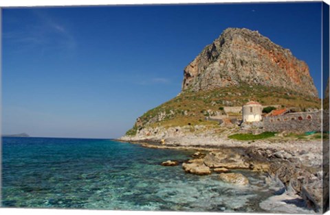 Framed Greece, Peloponnese, Rock of Monemvasia Print