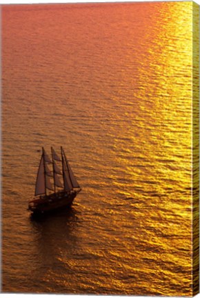 Framed Big masked sailboat, Oia, Santorini, Greece Print