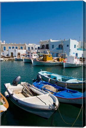 Framed Fishing Boats in Naoussa, Paros, Greece Print