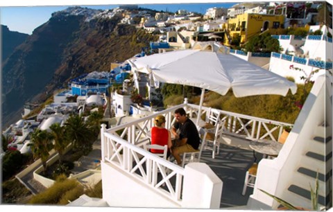 Framed Mountain Cliffs of Fira, Santorini, Greece Print