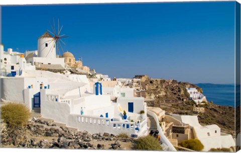 Framed Mountain Cliffs Oia, Santorini, Greece Print