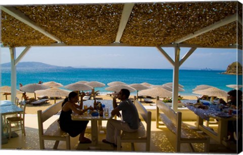 Framed St Stefanos Beach, Mykonos, Greece Print