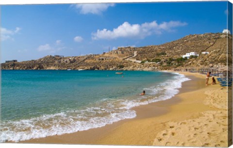 Framed Super Paradise Beach, Mykonos, Greece Print