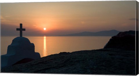 Framed Greece, Mykonos, Hora, Greek Orthodox church Print