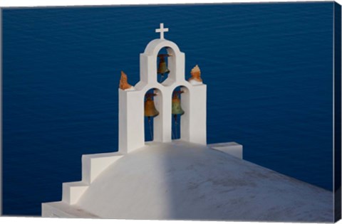 Framed Greece, Santorini, Imerovigli, Church Bell Tower Print