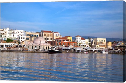 Framed Old Harbor, Chania, Crete, Greece Print