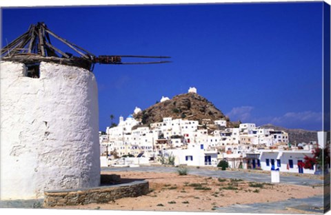 Framed White and Blue Colors of Life, Ios, Greece Print