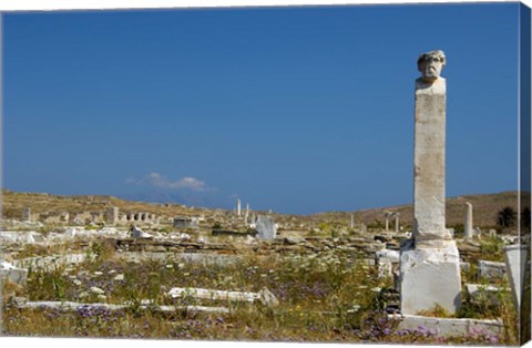 Framed Greece, Cyclades, Delos Ancient Architecture Print