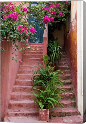 Framed Colorful Stairways, Chania, Crete, Greece Print