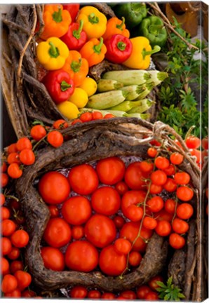 Framed Market With Vegtables, Fira, Santorini, Greece Print