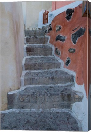 Framed Old Stairway, Oia, Santorini, Greece Print