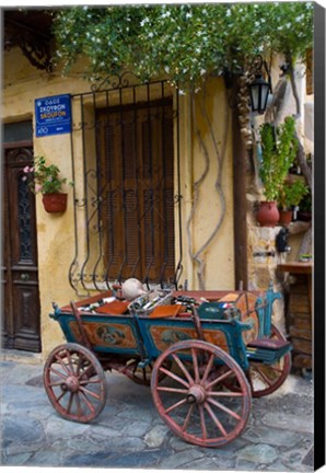 Framed Old Wagon Cart, Chania, Crete, Greece Print