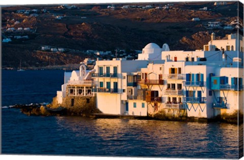 Framed Shoreline of Little Venice, Hora, Mykonos, Greece Print