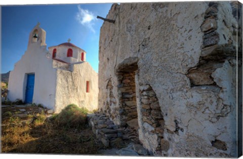 Framed Old building and Chapel in central island location, Mykonos, Greece Print