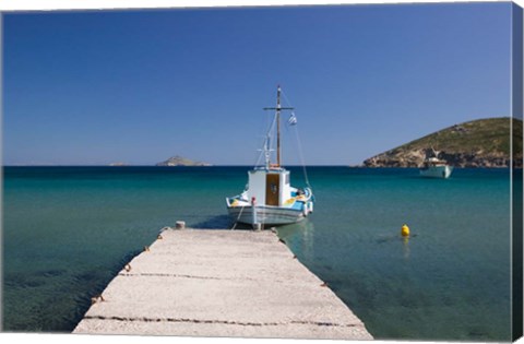 Framed Greece, Dodecanese, Patmos, Fishing boat Print