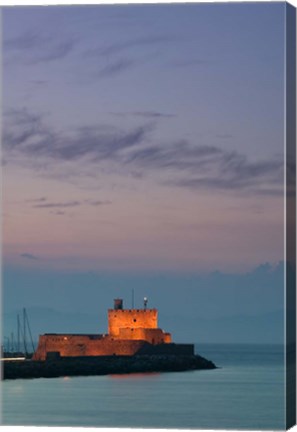 Framed Greece Rhodes, Mandraki, Agios Nikolaos Lighthouse Print