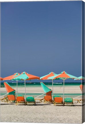 Framed Greece, Crete, Hania, Elafonisi Beach Umbrellas Print