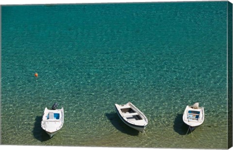 Framed Greece, Dodecanese, Rhodes, Lindos Harbor, Boats Print