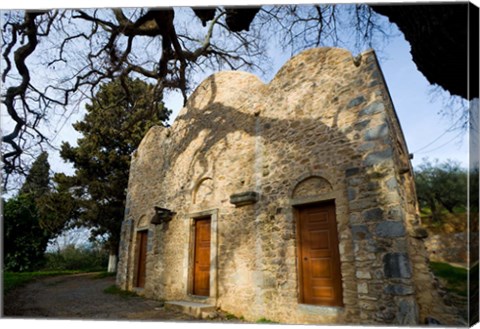 Framed Byzantine church near Kastelli, Church Ayios Panteleimon, Crete, Greece Print