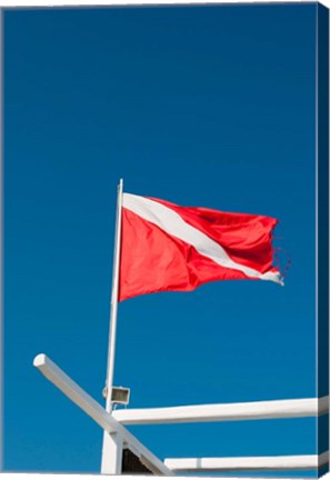 Framed Diving Flag, Mykonos, Cyclades, Greece Print