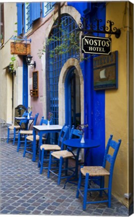 Framed Colorful Blue Doorway, Chania, Crete, Greece Print