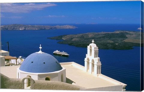 Framed Kimisis Theotokov Church, Thira, Santorini, Cyclades Islands, Greece Print