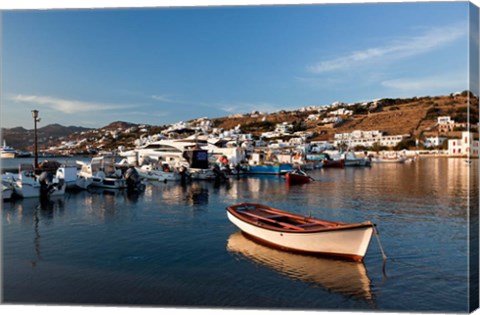 Framed Boats in harbor, Chora, Mykonos, Greece Print