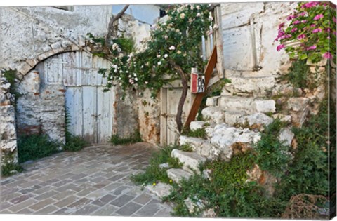 Framed Old door, Chania, Crete, Greece Print