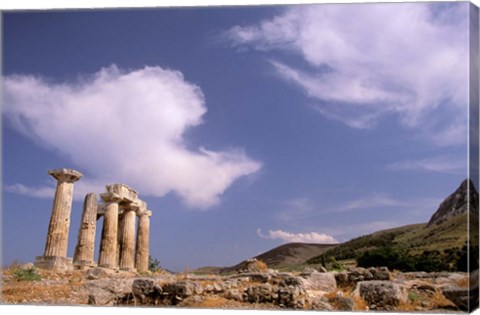 Framed Ruins of the Temple of Apollo, Corinth, Peloponnese, Greece Print