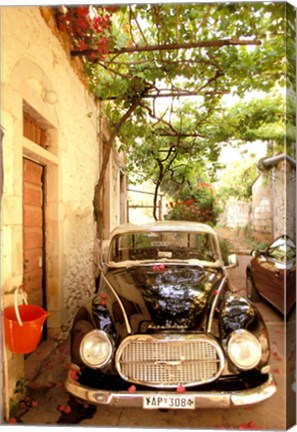 Framed Old Automobile Sedan, Kardamyli, Messina, Peloponnese, Greece Print