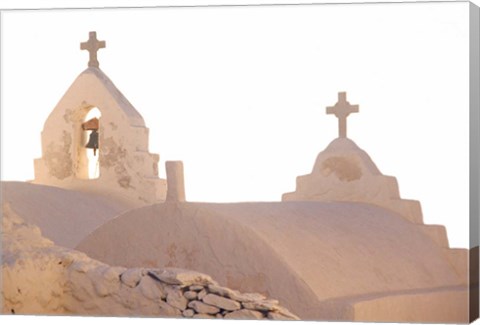 Framed Bell of Greek Orthodox Church, Mykonos, Cyclades, Greece Print