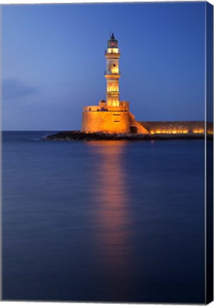 Framed Chania Lighthouse, Crete, Chania, Greece Print