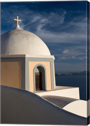 Framed Church Dome Against Sky, Santorini, Greece Print