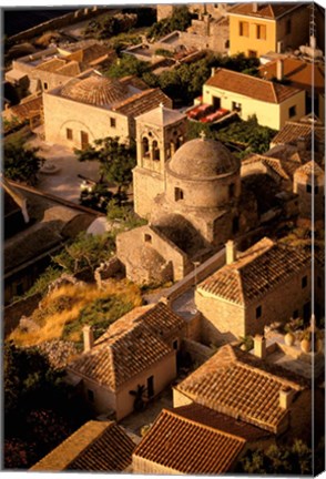 Framed Town View from Cliffs, Monemvasia, Lakonia, Greece Print