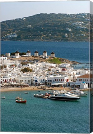 Framed Greece, Mykonos, Chora, Inner Harbor of Mykonos Print