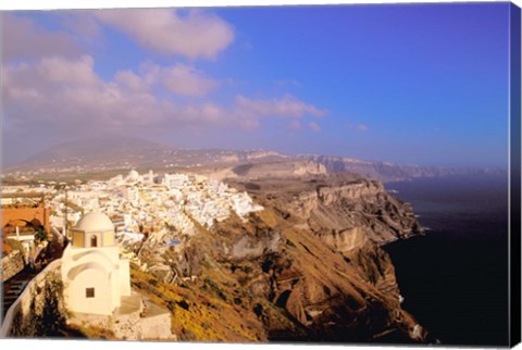 Framed Late Afternoon View of Town, Thira, Santorini, Cyclades Islands, Greece Print