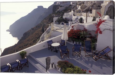 Framed Hotel Between Fira and Imerovigli, Greece Print