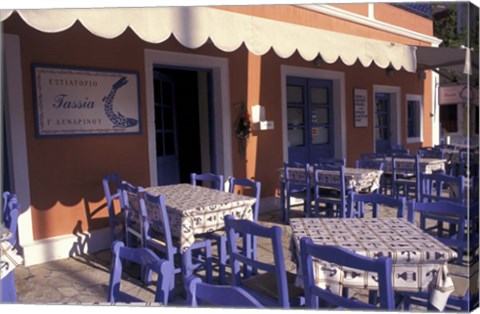 Framed Outdoor Restaurant, Kefallonia, Ionian Islands, Greece Print