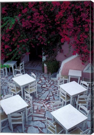 Framed Restaurant Patio, Santorini, Greece Print