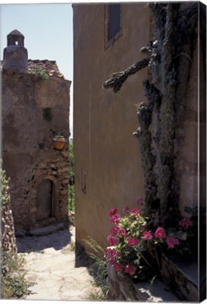 Framed Narrow cobblestone Pathway, Monemvasia, Greece Print