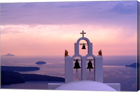 Framed Belltower at Sunrise, Mykonos, Greece Print