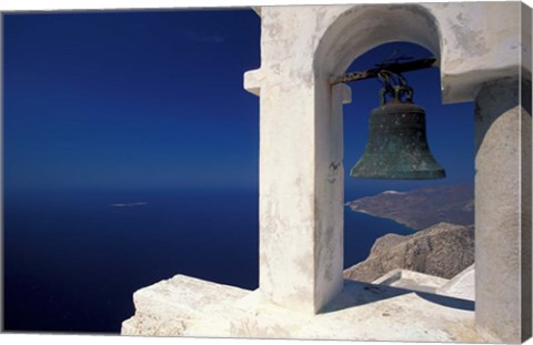 Framed Panagia Kalamiotissa Monastery Bell Tower, Cyclades Islands, Greece Print