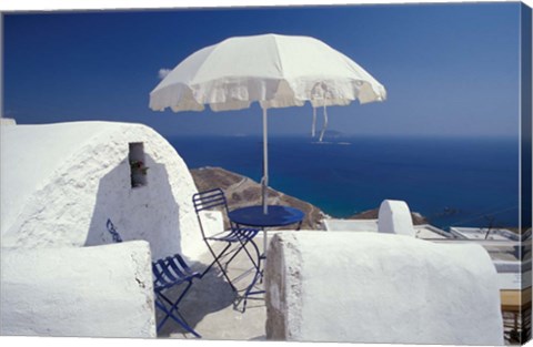 Framed Terrace Overlooking Aegean Sea, Anafi, Cyclades Islands, Greece Print