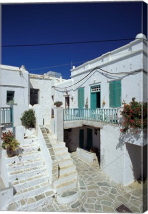 Framed Stairs, Houses and Decorations of Chora, Cyclades Islands, Greece Print