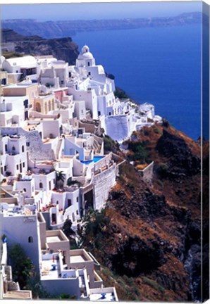 Framed White Buildings in Oia Santorini, Athens, Greece Print