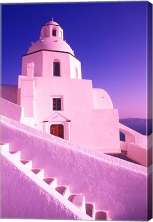 Framed White Dome of Greek Church, Santorini, Greece Print