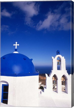 Framed White Orthodox Church of Oia Santorini, Greece Print