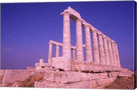 Framed Ruins on Cliff in Cape Sounion, Poseidon, Greece Print