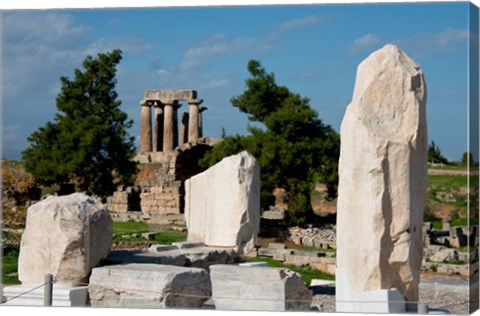 Framed Greece, Corinth Doric Temple of Apollo Greece behind The Rostra Print