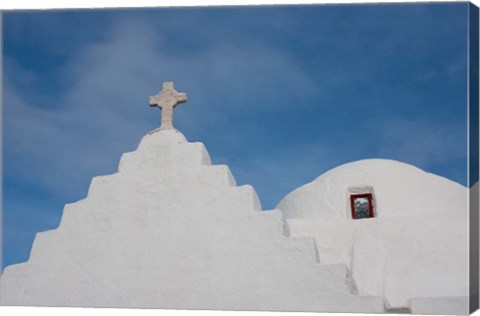 Framed Greece, Cyclades, Mykonos, Hora Typical church rooftop Print